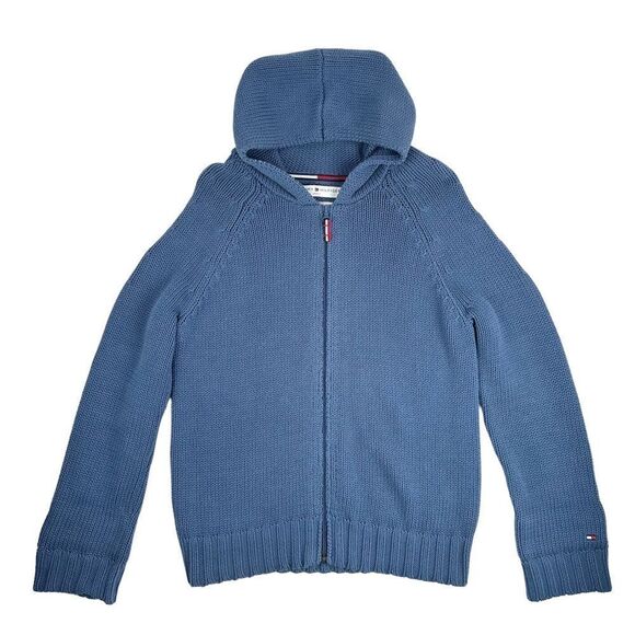 Vintage Tommy Hilfiger Knitted Full Zip Hoodie Sweater Sweatshirt Womens Medium - Picture 1 of 6